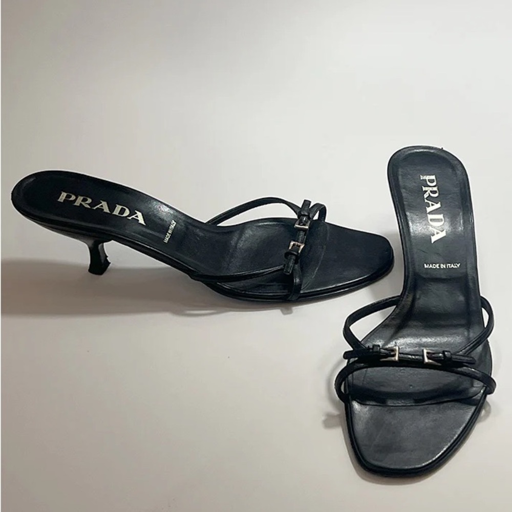 Prada Elegant Black Strappy Heels